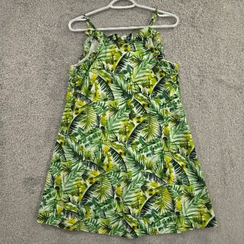 Clover and Sloane Dress Women's XS Green Tropical Palm Leaf Cotton Mini Lined